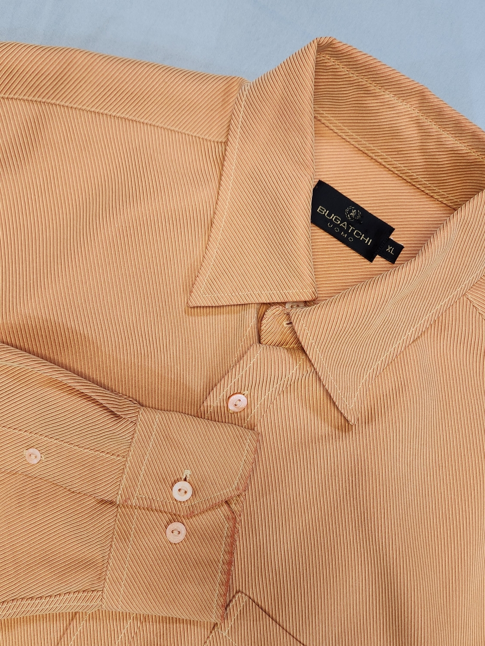 BUGATCHI UOMO Men's XL Orange Long Sleeve Shirt Classic Colorful